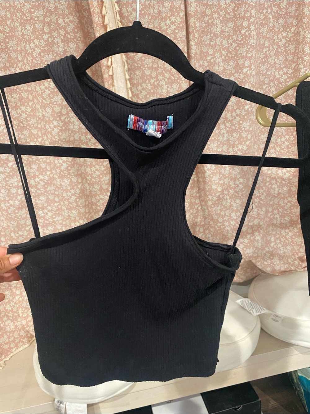 Urban Outfitters Black Ribbed Racerback Crop Tank